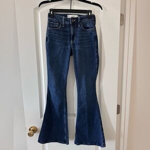 Hollister Dark Blue High Rise Flare Jeans